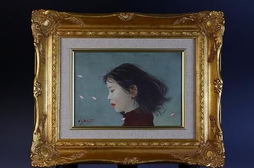 藤井 勉 「 風 」 油彩 サムホール - レトロ ＆アート空間 「 古美術