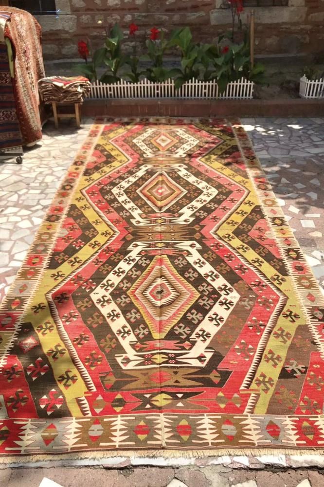 セミアンティークキリム/トルコキリム・コンヤ/約430×173cm - 手織り