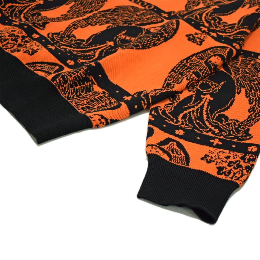GX1000 JACQUARD CREWNECK / ORANGE (ジーエックスセン カーディガン