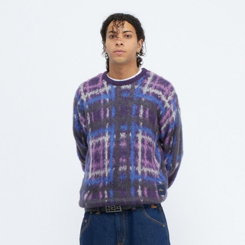 Dime Plaid Mohair Knit / Purple (ダイム モヘア ニット/セーター