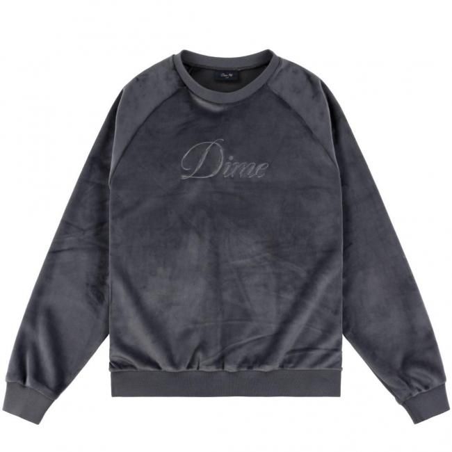 Dime Cursive Velvet Crewneck / Smoke (ダイム クルーネック