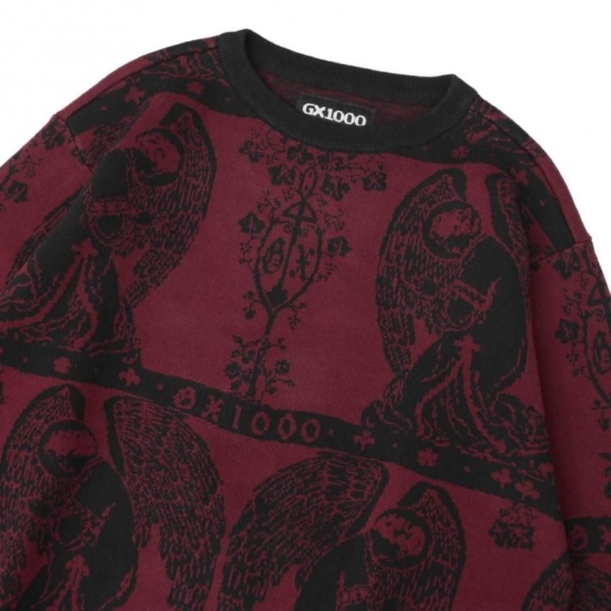 GX1000 ジャガードニットセーター | ブラック/マルーン - HORRIBLE'S