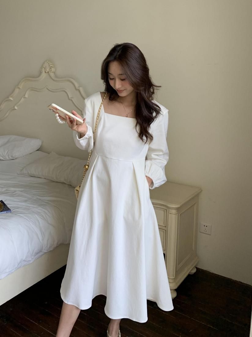 50% OFF】SQUARE COTTON PUFF DRESS - BIRTHDAY BASH