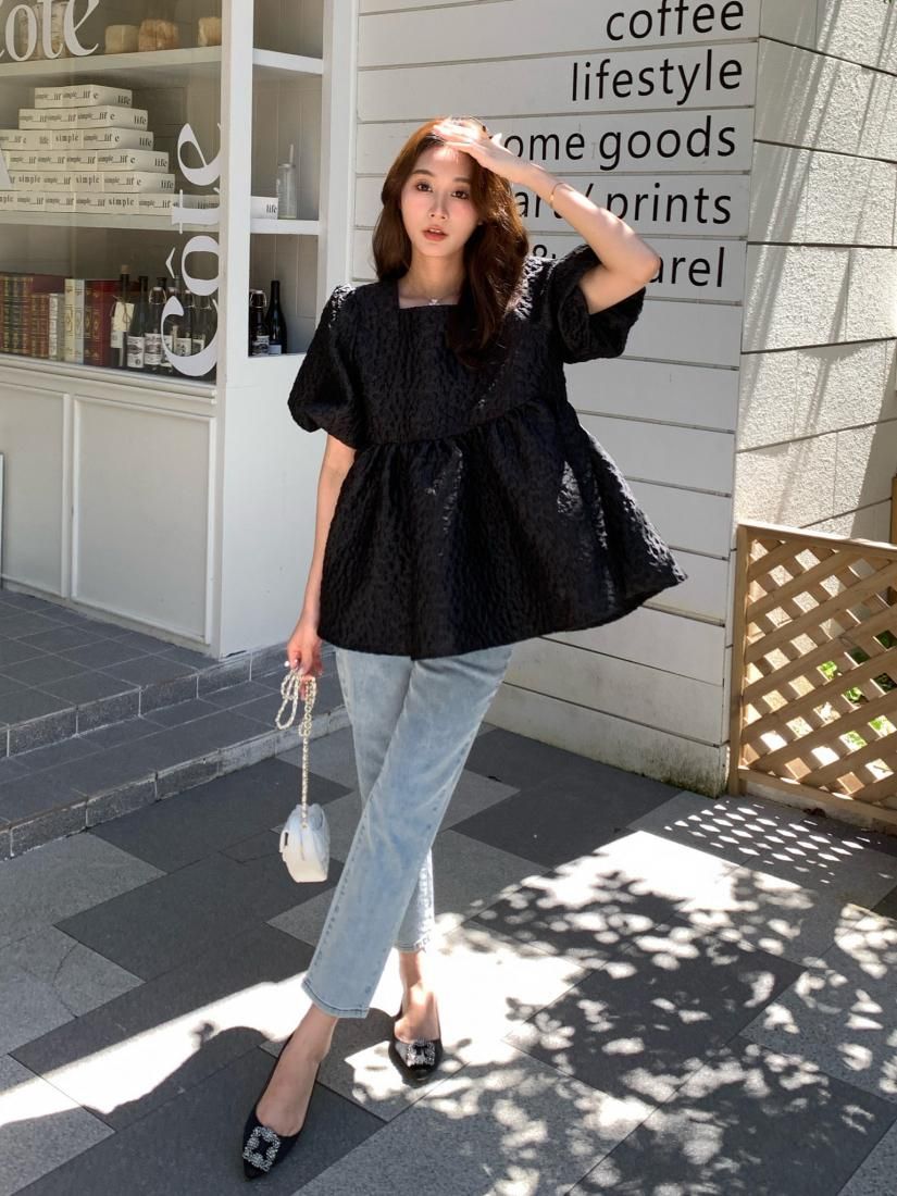 JACQUARD PEPLUM BACK RIBBON TOPS - BIRTHDAY BASH