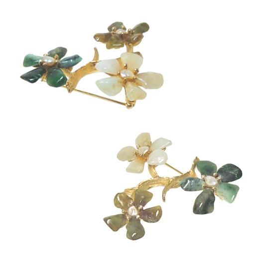 スワボダ(Swoboda)天然石のお花のシックなヴィンテージブローチ｜Daisy