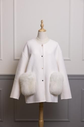 即納+受注】ウールダブルフェイスFOXポケットコート75