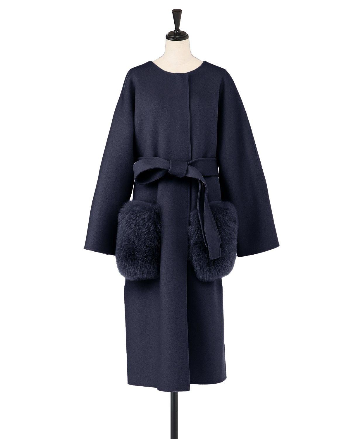 即納＋受注】ウールダブルフェイスFOXロングポケットコート