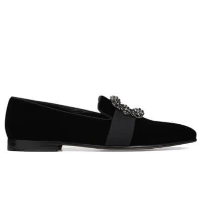 カールトン 黒 ビジューローファー メンズ マノロブラニク