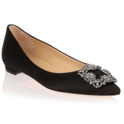 ハンギシ フラットシューズ ブラック マノロブラニク