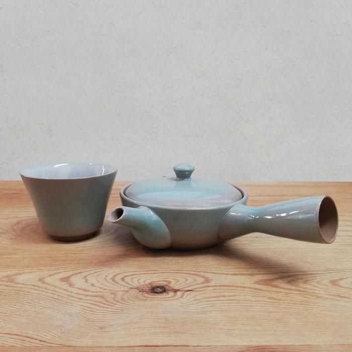 萬古焼 ベンリー急須 一人茶セット 青磁