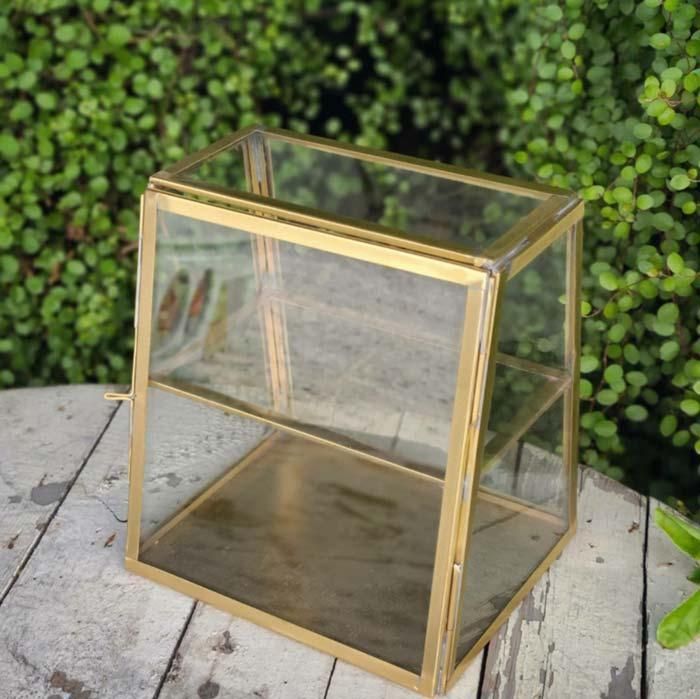 真鍮・アンティーク加工・ガラスケース(M)・ガラスボックス