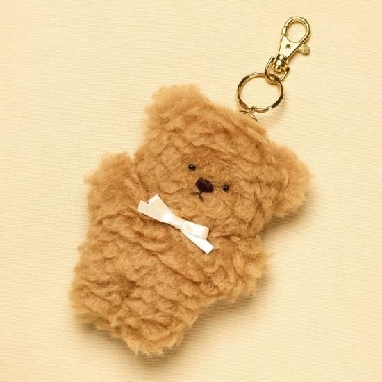 茶】もこもこベアのキーホルダー/バッグチャーム - テディベアのお店
