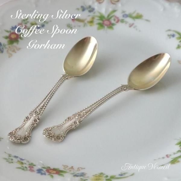 アメリカ銀器 金鳳花のコーヒー・スプーン 2本セット（銀925