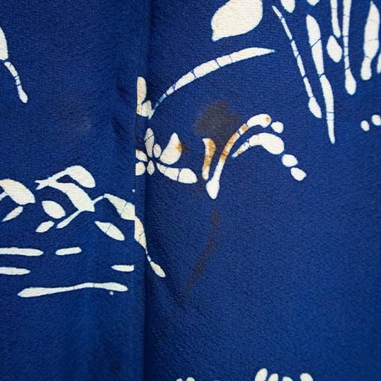 小紋 青色系 流水 水仙柄 Cランク - わらしべ長者.jp