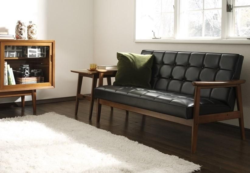 カリモク60】 サイドテーブル ウォールナット色（天板：メラミン化粧板