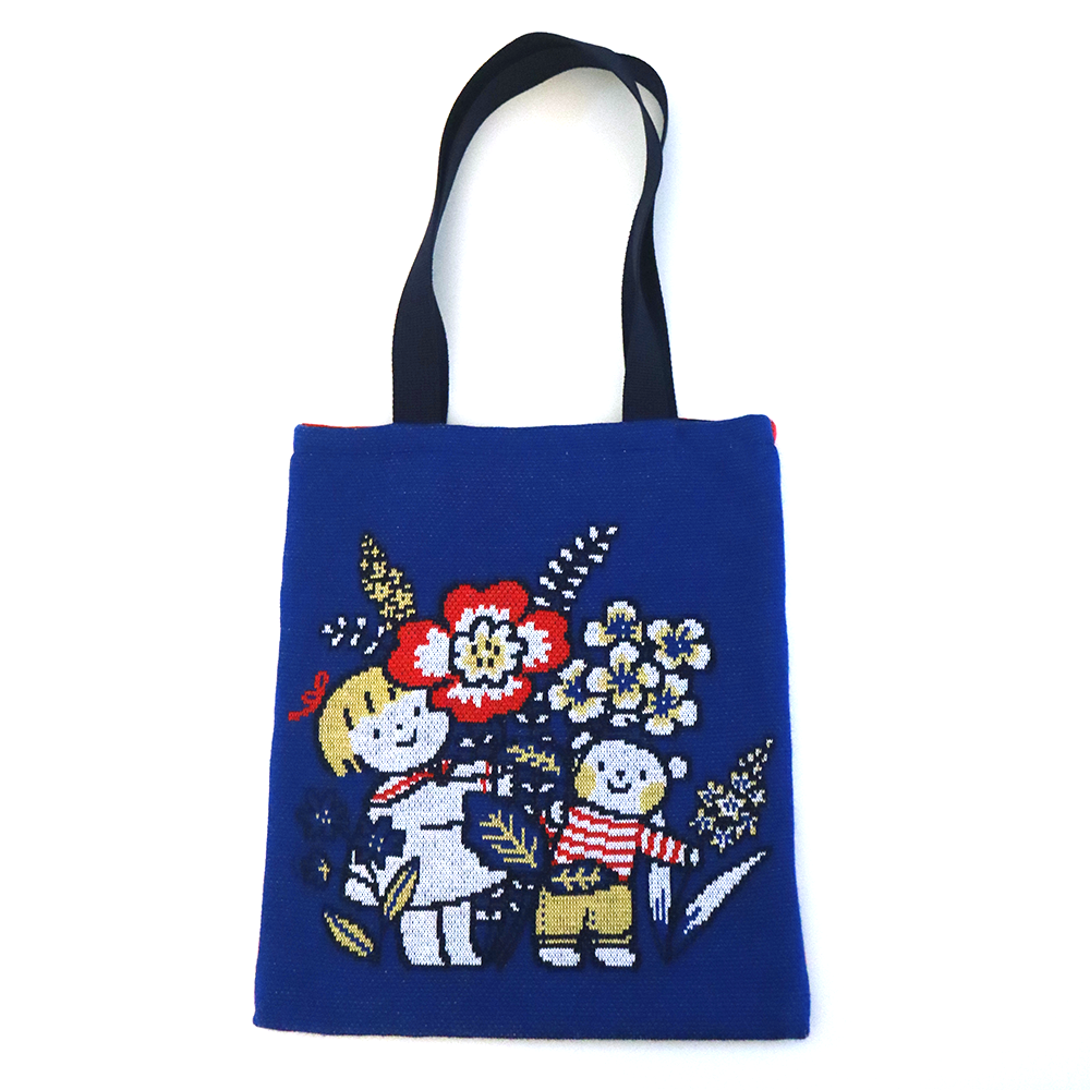 仲良しニットトートバッグ | 手編み風デザイン - Nakayoshi Tomodachi