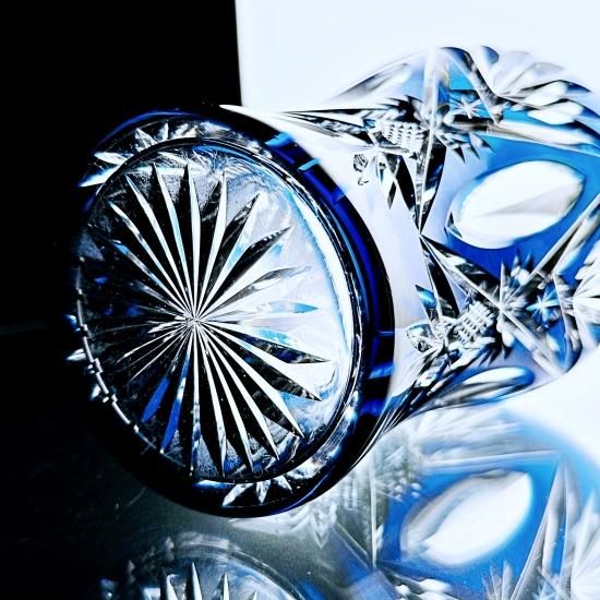 蒼いオールドサンルイ 被せブルーのフラワーベース【20世紀初頭】花瓶