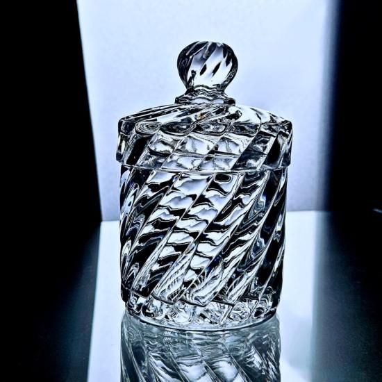 輝くオールドバカラ バンブーの蓋付きコフレ【1916年カタログ】丸型