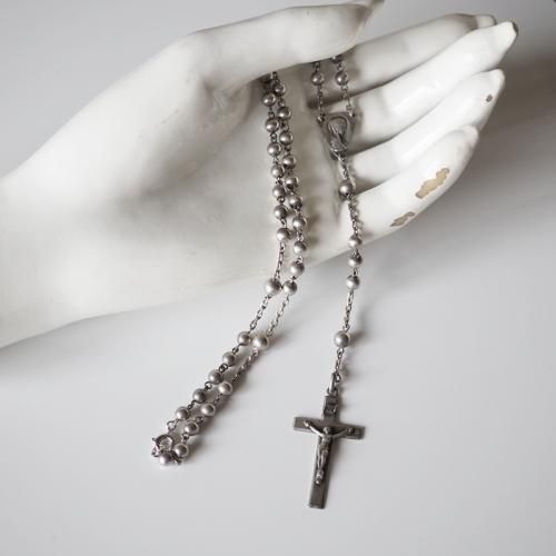 フランス製 アンティークシルバーロザリオネックレス（聖テレーズ