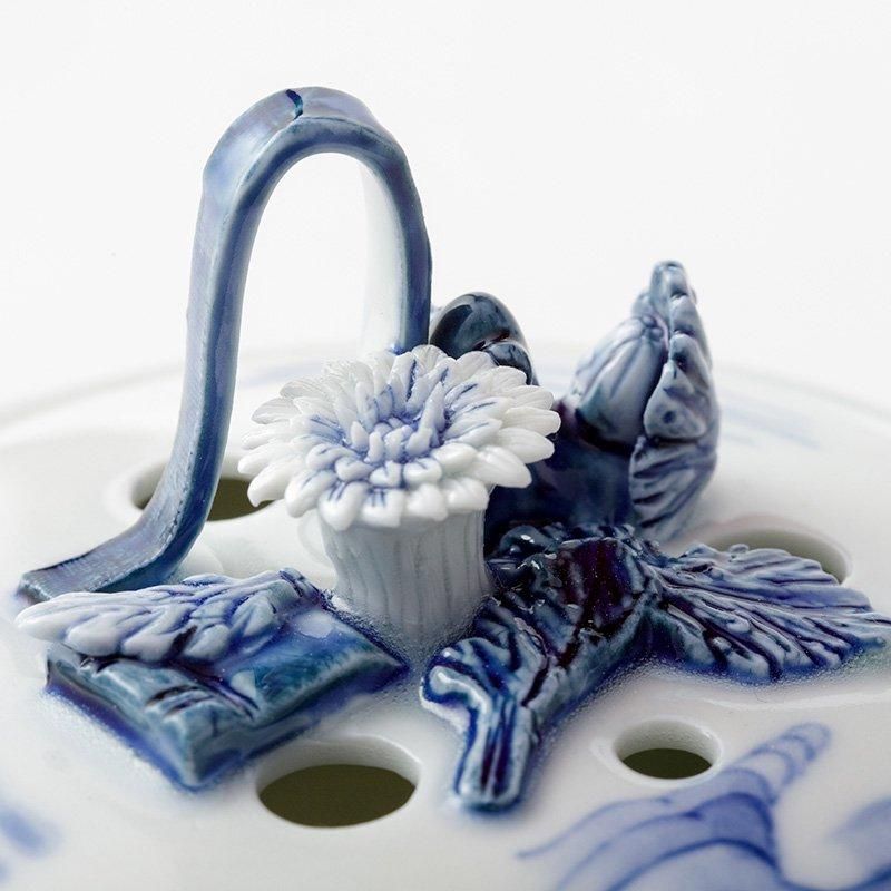 平戸洸祥団右ヱ門窯 菊花飾菊流水文香炉 菊二輪 - いい日になりますように