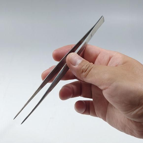 盆栽道具 ステンレス 歯科医用ピンセット 全長160mm 曲 No.662A / 直