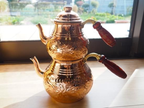 チャイダンルック大（ティーポット）銅色・花柄（0050）【品質保証書