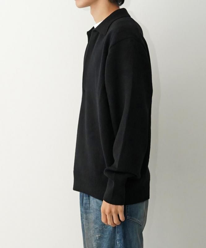 ssstein】EXTRA FINE WOOL KNIT SKIPPER LS BLACK - WASTE