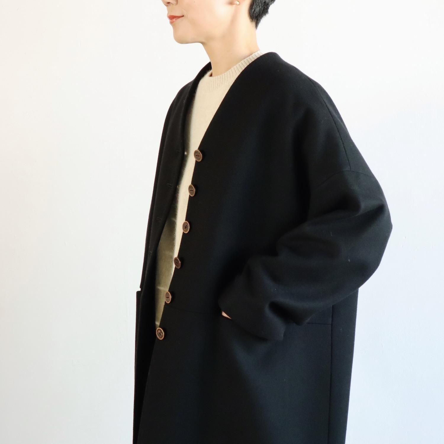 atelier naruse Melton Wool Cocoon Coat BLACK アトリエナルセ