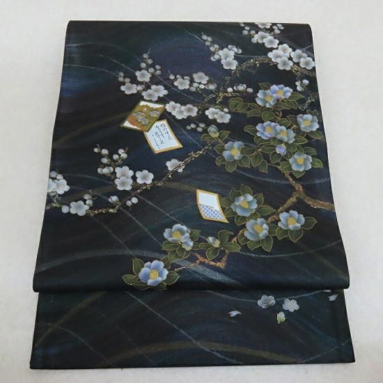 袋帯 螺鈿 甲斐泰造 甲斐周一郎 蒔絵染め 枝花の図 袋帯 御仕立上り