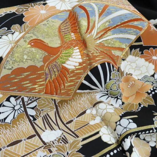 千總 黒留袖 京の老舗450余年 檜扇鳳凰紋 金駒刺繍 黒留袖 婚礼