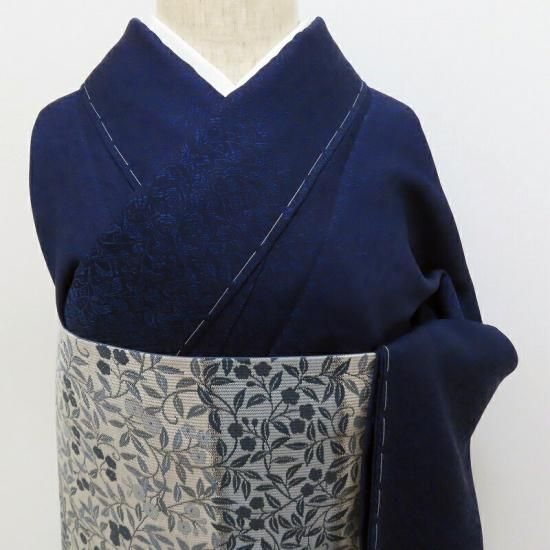 小紋 本藍染め 藍染苑 小紋と袋帯セット 本藍染糸 御仕立上り(3354