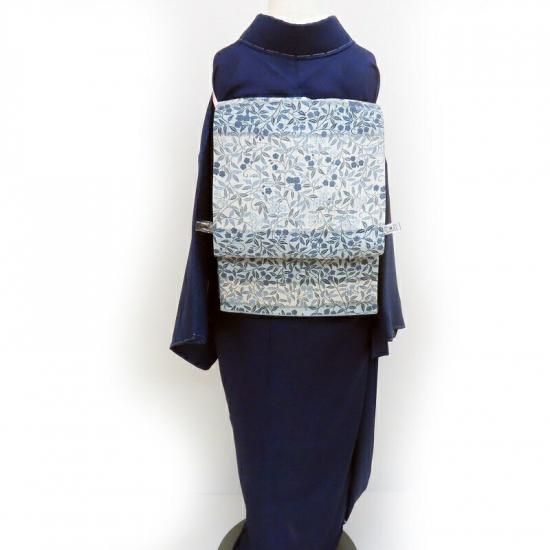 小紋 本藍染め 藍染苑 小紋と袋帯セット 本藍染糸 御仕立上り(3354