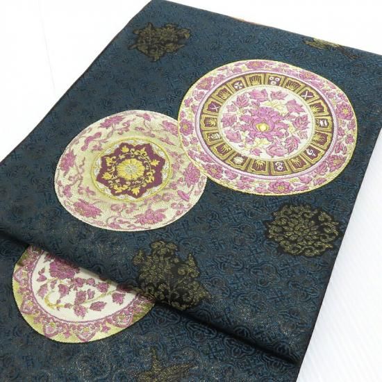 袋帯 じゅらく 新品 帝王紫 鏡裏文様 正倉院華文 御仕立上り(3361