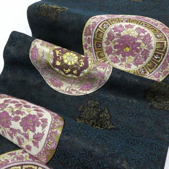 袋帯 じゅらく 新品 帝王紫 鏡裏文様 正倉院華文 御仕立上り(3361