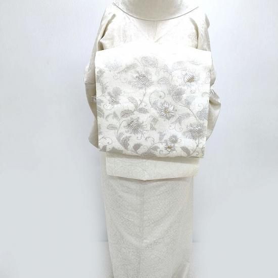 貴久樹 色無地 野蚕糸 ナチュラルタッサー 辻が花 紋意匠織 カジュアル