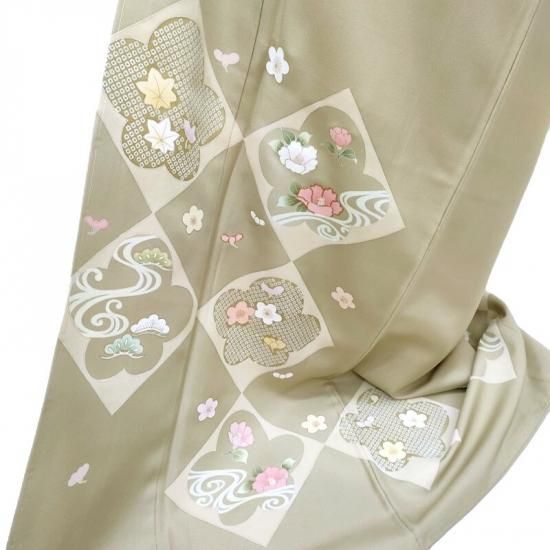 付け下げ 作家物 本加工友禅染め 菱格子に梅襲花紋 式事 フォーマル