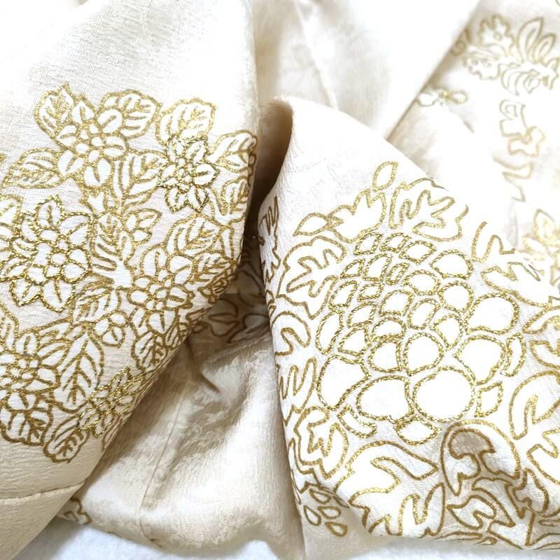 訪問着 樹下花鳥図 練色 金糸刺繍 式事 フォーマル パーティー 御仕立