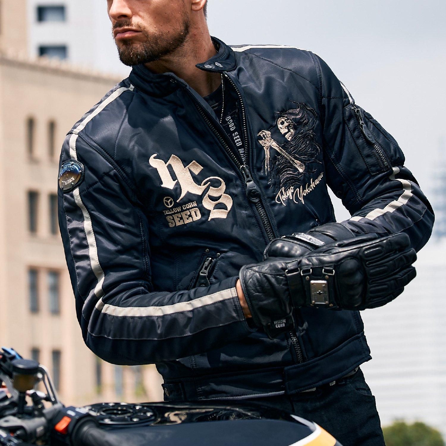 YELLOW CORN バイクジャケット ネイビー ウィンター イエローコーン