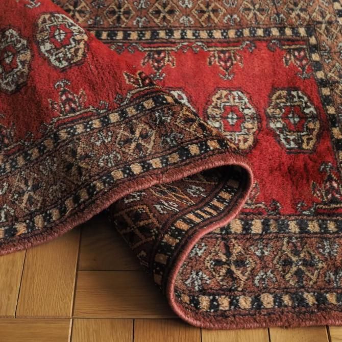 ヴィンテージラグ トライバルラグ パキスタン（95×33cm）赤 茶