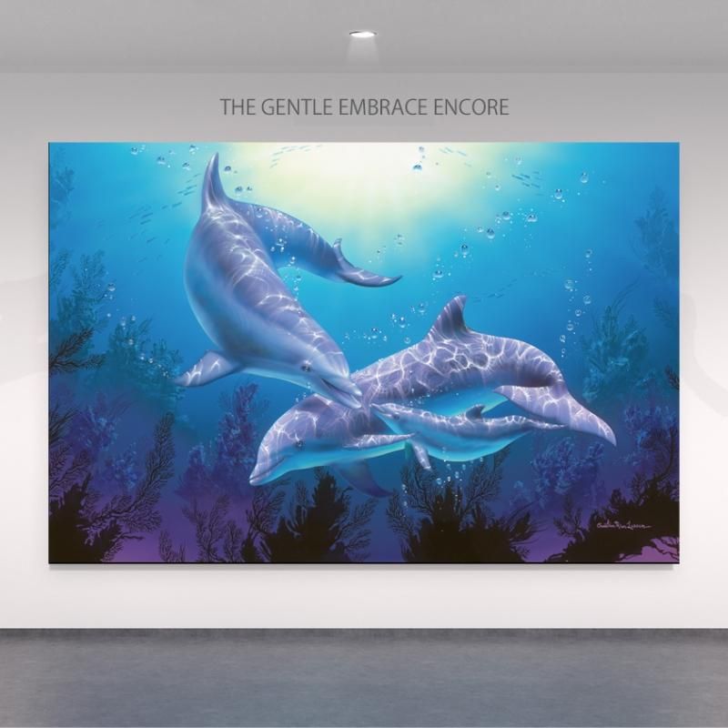 真作】ダイヤ4個付クリスチャン・ラッセン Lassen「ミッドナイト