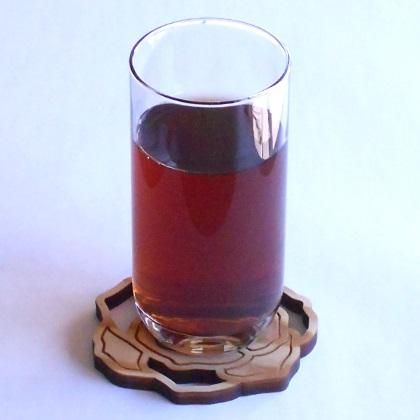 コースター【花・バラ】｜ウッディー上野村銘木工芸館