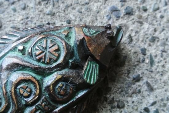 阿部紀男 鰈 木彫 ペンダントトップ