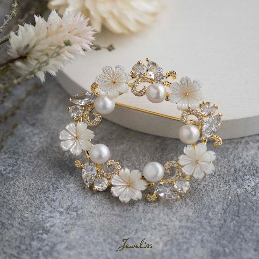 Jeweliss ブローチ ラコヴィナ Racovina 花 淡水パール