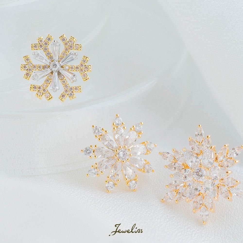 Jeweliss 3種類から選べる 雪の結晶 スノーフレーク ミニブローチ ピン