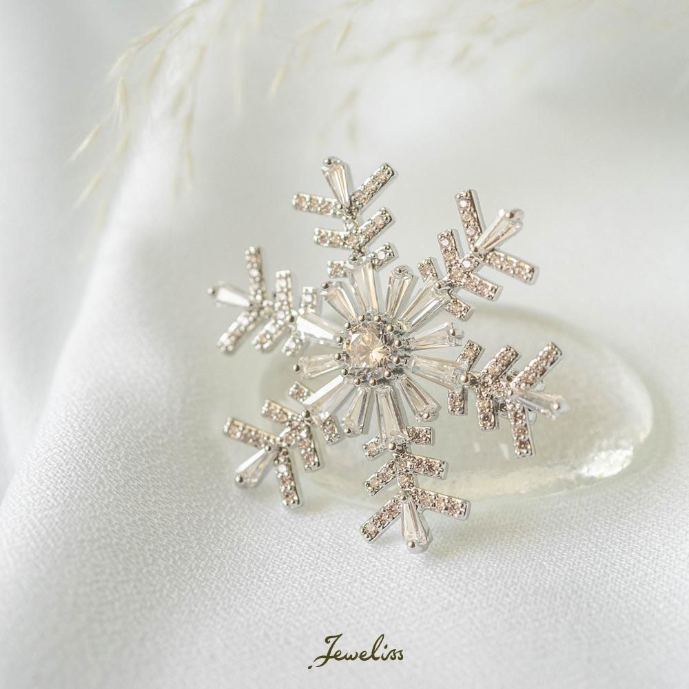 Jeweliss 雪の結晶 スノーフレーク クリスタル ブローチ ジュエリス