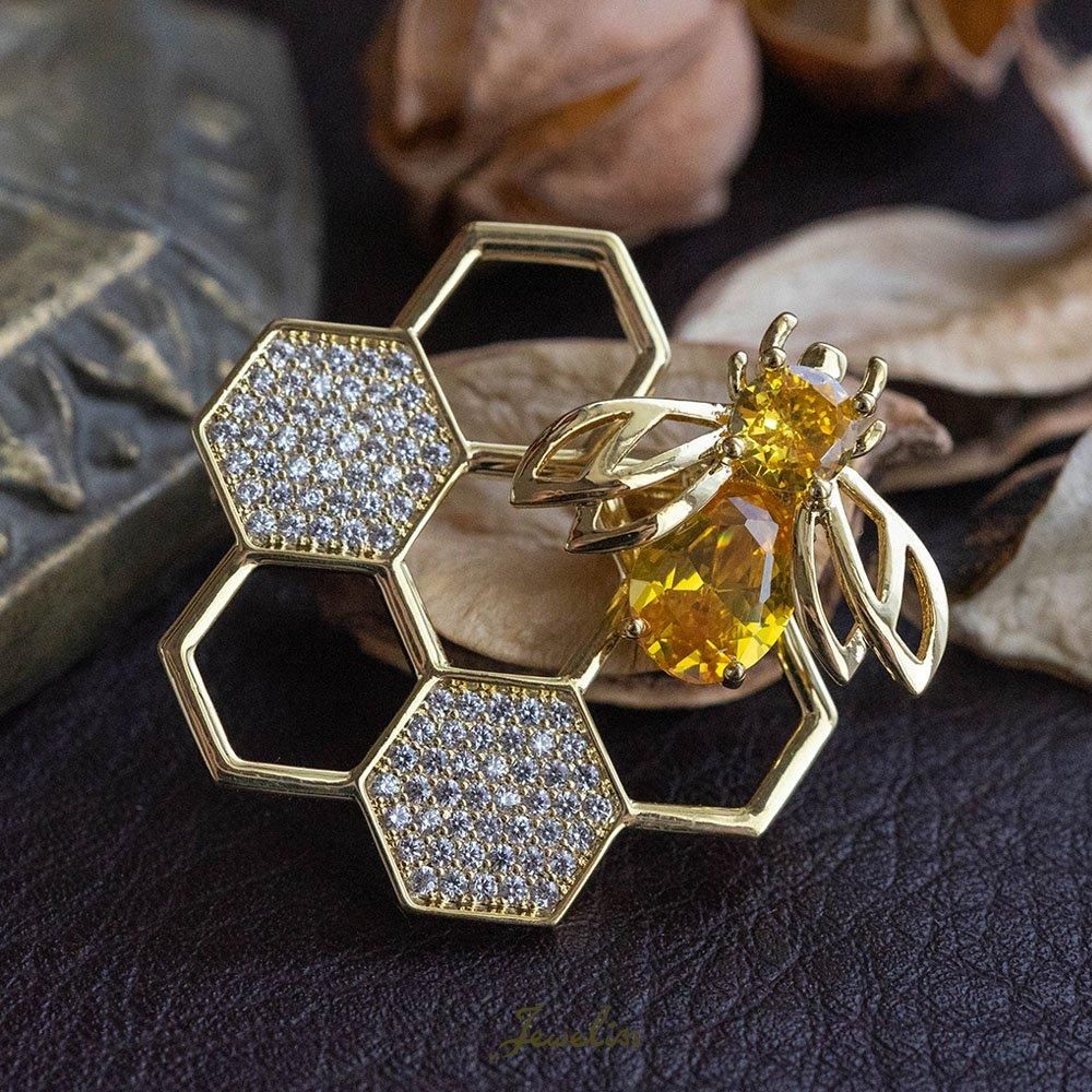 Jeweliss 蜂 ブローチ アベイユ Abeille ミツバチ クリスタル ゴールド