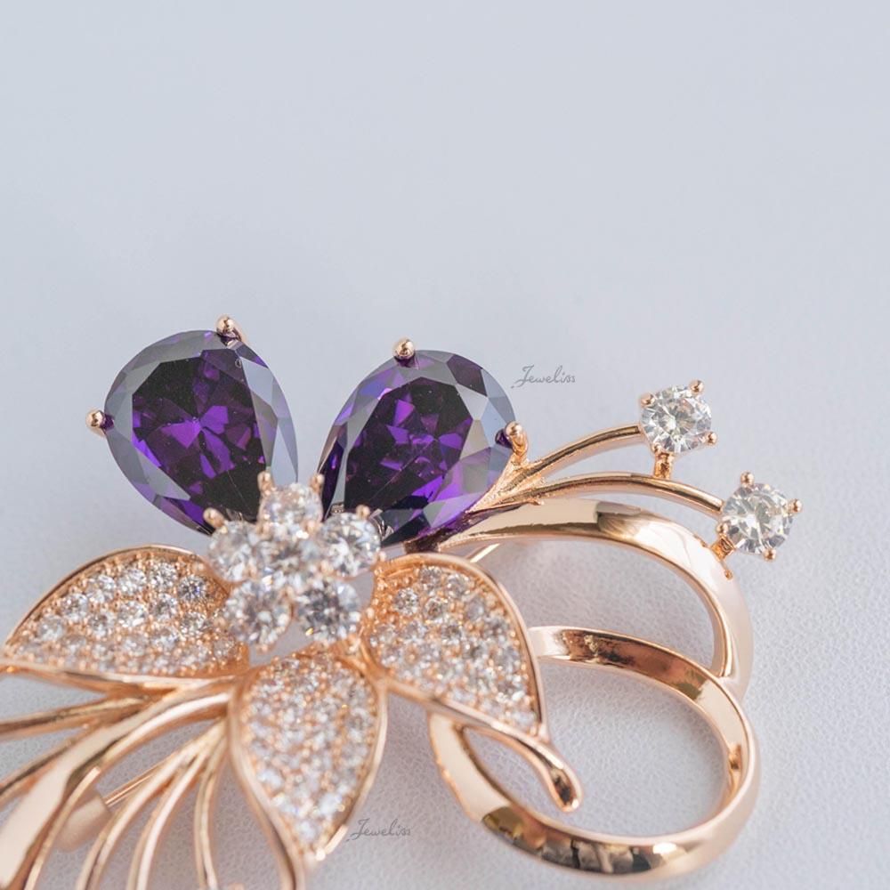 Jeweliss フラワー ブローチ ブルーメル Blumel クリスタル コサージュ