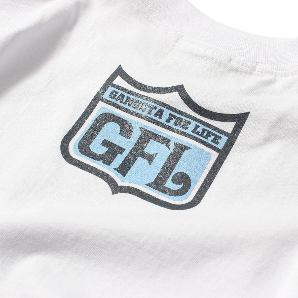 GFL Logo Print L/S Tee WHITE/NAVY-SKY BLUE (M～2XLサイズ) - westwear