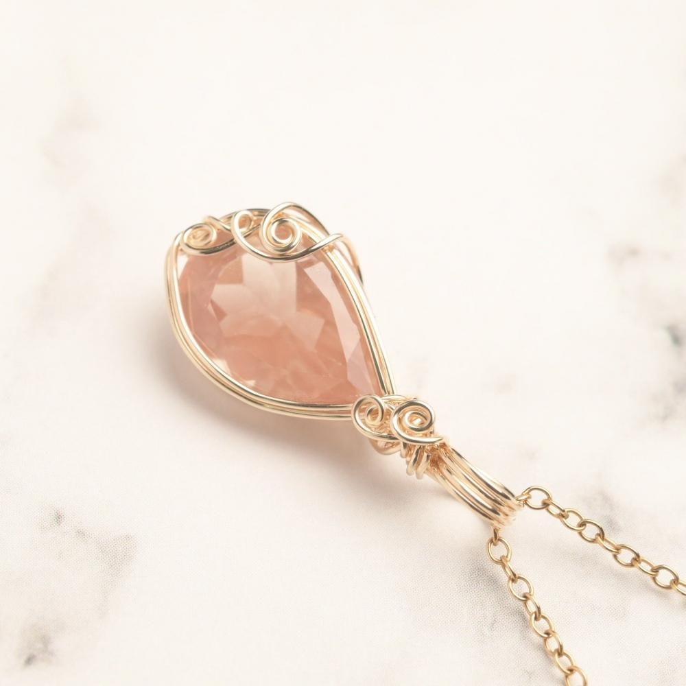 オレゴンサンストーン ペンダントトップ ワイヤーラッピング 14kgf