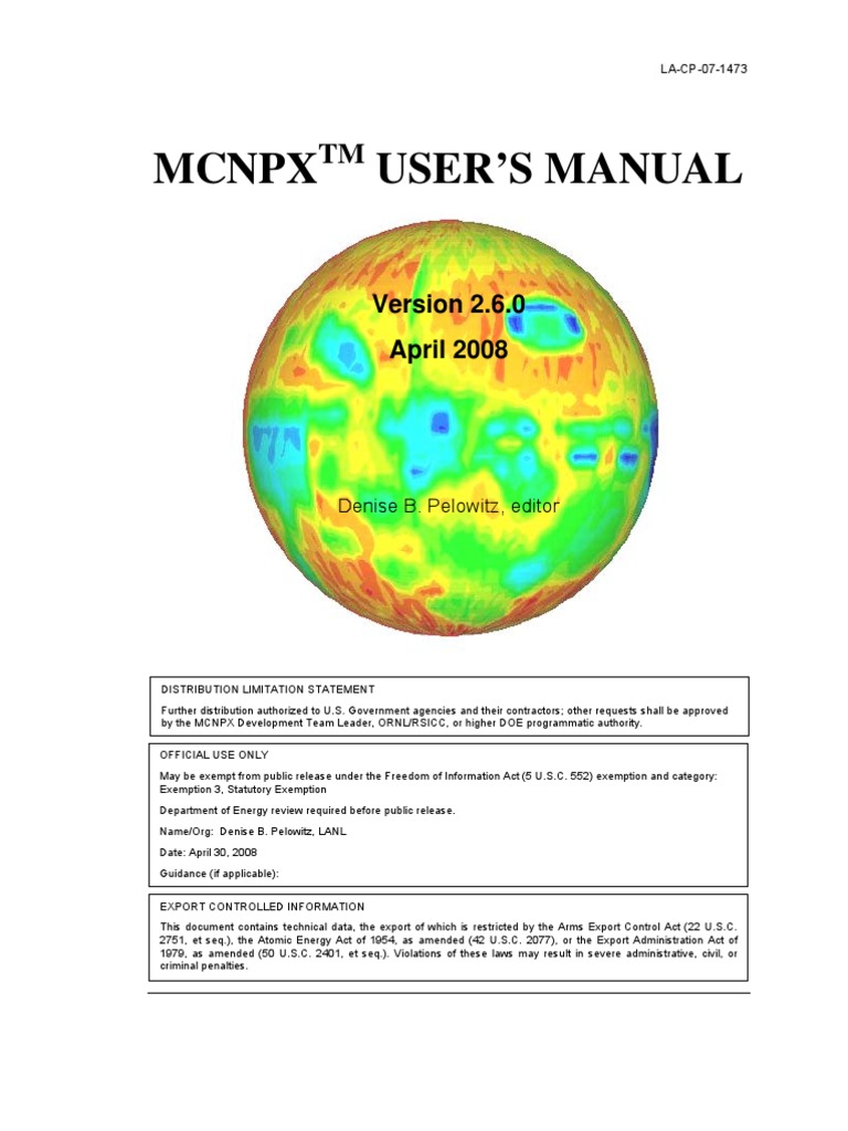 MCNPX 2.6.0 Users Manual | PDF | Technology & Engineering